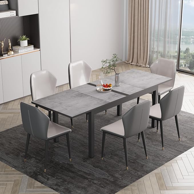 Aluminum Expandable Outdoor Dining Table, 3-Position Extensible Length Patio by Bringyoubetterlife
