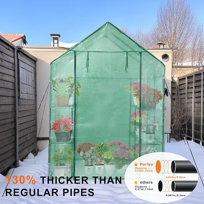 Walk-in Greenhouse for Outdoors, Thickened PE Cover & Heavy Duty Powder-Coated - Image 6