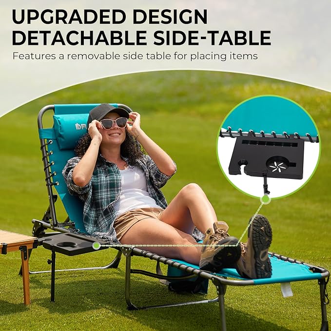FUNDANGO 2 Pack Folding Chaise Lounge Chair Outdoor, 5 Positions Foldable Beach - Image 4