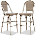 PURPLE LEAF French Bar Stool Set of 2 White Print Finish Patio Bar Stools by PURPLELEAF