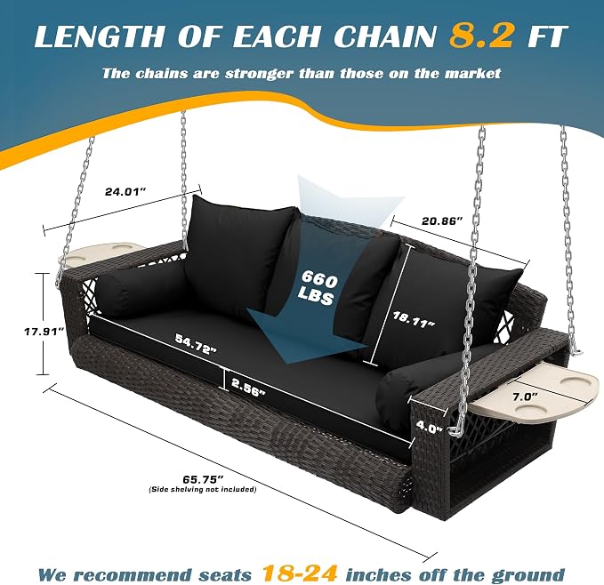 Outdoor Wicker Patio Porch Swing - Image 6
