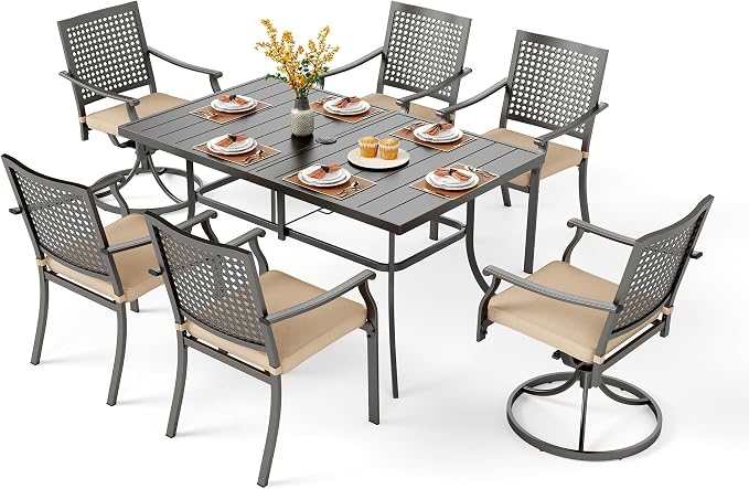 PHI VILLA 7 Pieces Outdoor Dining Set by PHIVILLAThepioneerofcomfortablehouseholdsupplies