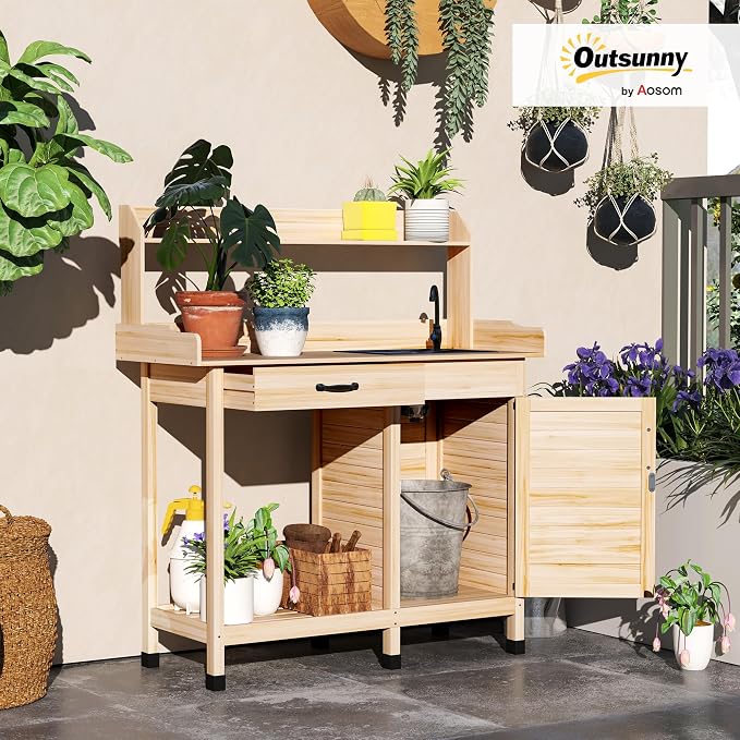 Outsunny Potting Bench Table - Image 2