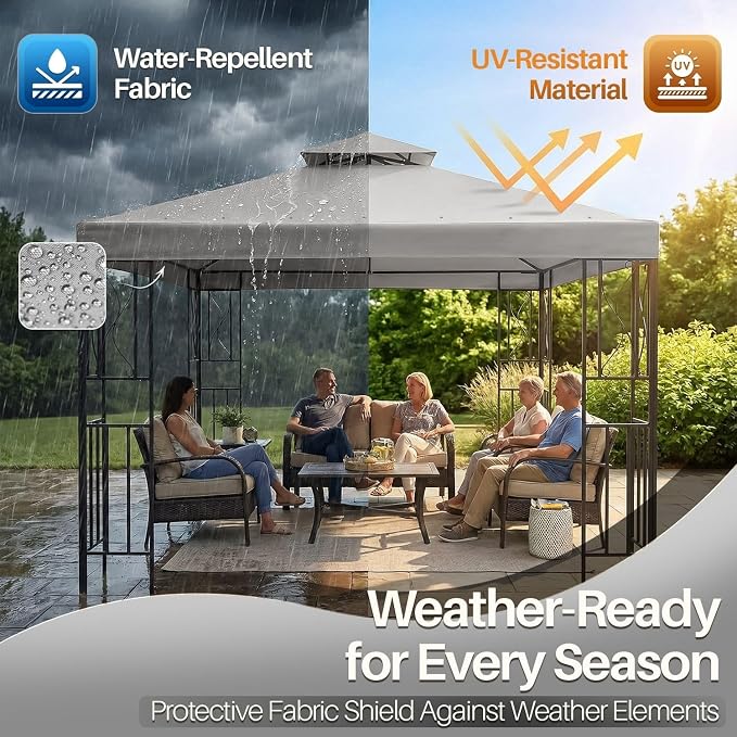 Flexzion Gazebo Cover Replacement Canopy Top 12x12 Ft - Image 6
