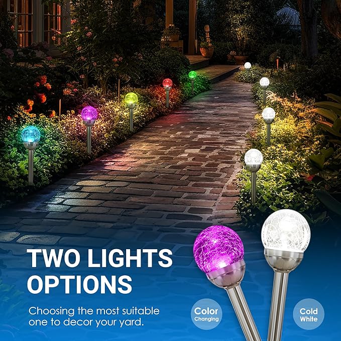 SOLPEX Solar Garden Lights Outdoor, 3 Pack Multi-Color Changing&White 2 Modes - Image 4