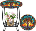 Outdoor Side Table Round Small Mosaic Patio Accent Indoor End Plant Coffee Tea by Cinnvoice