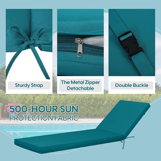 Only choice Outdoor Chaise Lounge Cushion Set of 2, Replacement Seat Cushion - Image 4