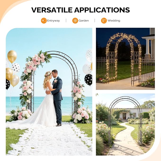 VINGLI Garden Arbor, Double Layer Arch Archway - Image 3
