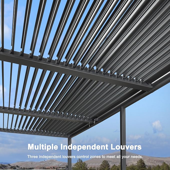 PURPLE LEAF Louvered Pergola 11' x 21' Aluminum Outdoor Pergola - Image 7