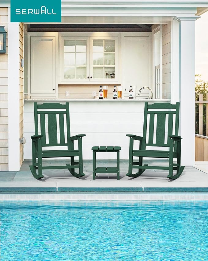 SERWALL HDPE Outdoor Rocking Chair Set of 8, Patio Rocking Chairs Set, Rocking - Image 7