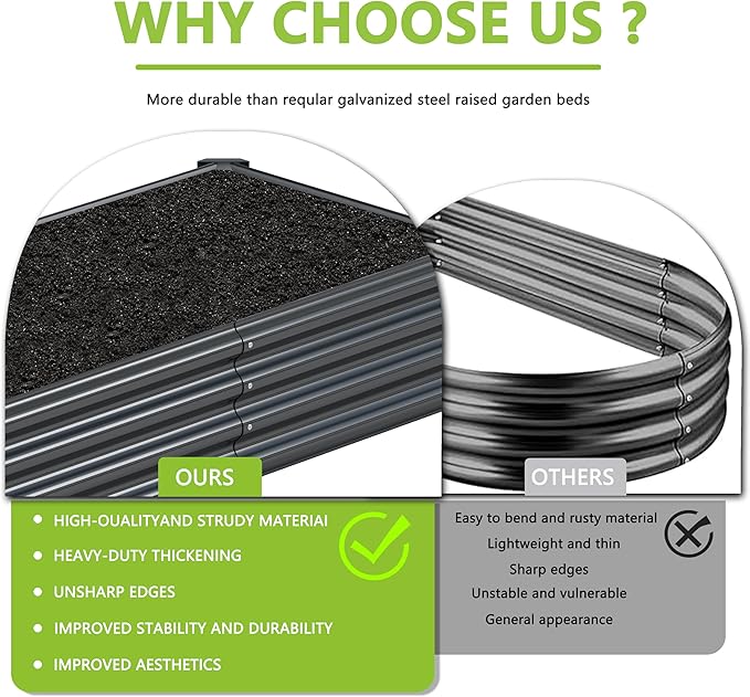 2PCS 6x3x1FT Galvanized Raised Garden Bed, Galvanized Planter Raised Garden - Image 6