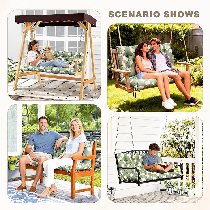 Porch Swing Cushion with Backrest, Waterproof Bench Cushion - Image 7