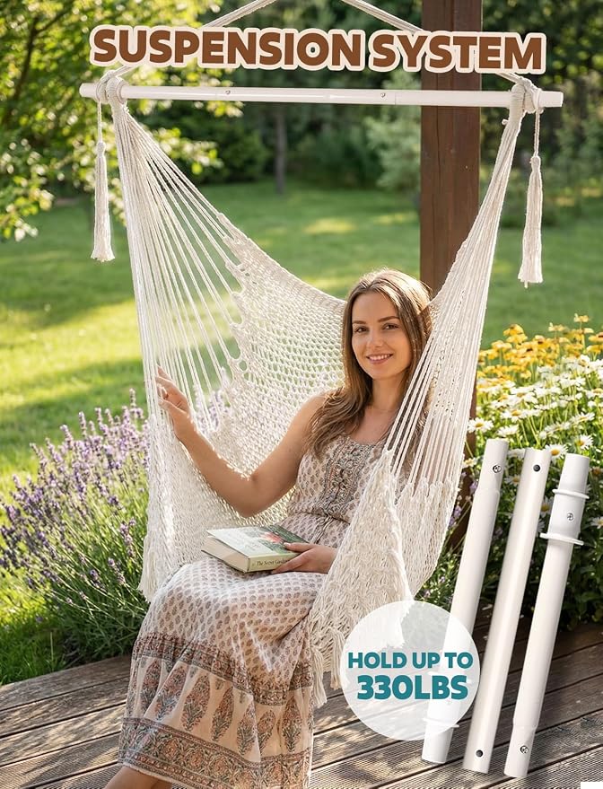 Chihee Hammock Chair Super Large Soft-Spun Cotton Rope Weaving Hanging Chair - Image 5