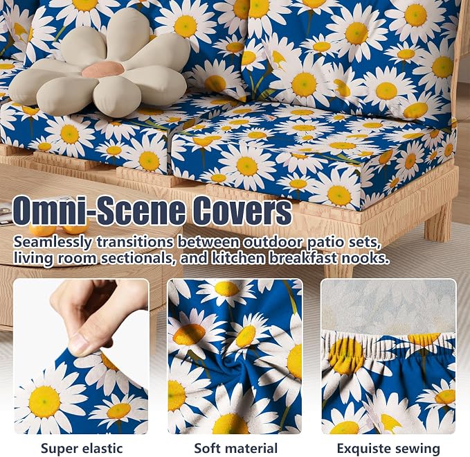 8Pcs Square Large Stretch Patio Cushion Covers, Couch & Sofa Replacement - Image 4