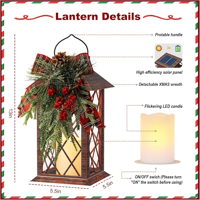 Christmas Solar Lanterns Outdoor Waterproof, Christmas Hanging Lantern - Image 2