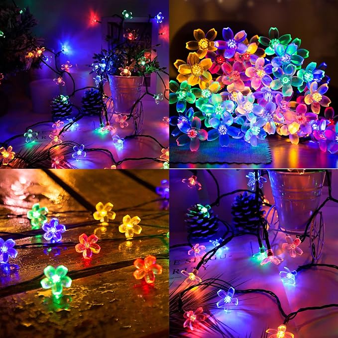 Solar String Lights for Outside，100 LED Solar Flower Lights Outdoor Waterproof - Image 4