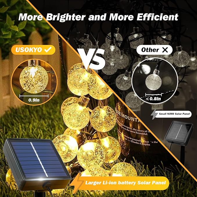 Solar Lights Outdoor Waterproof, 2 Pack Total 120LED 72FT Solar String Lights - Image 6