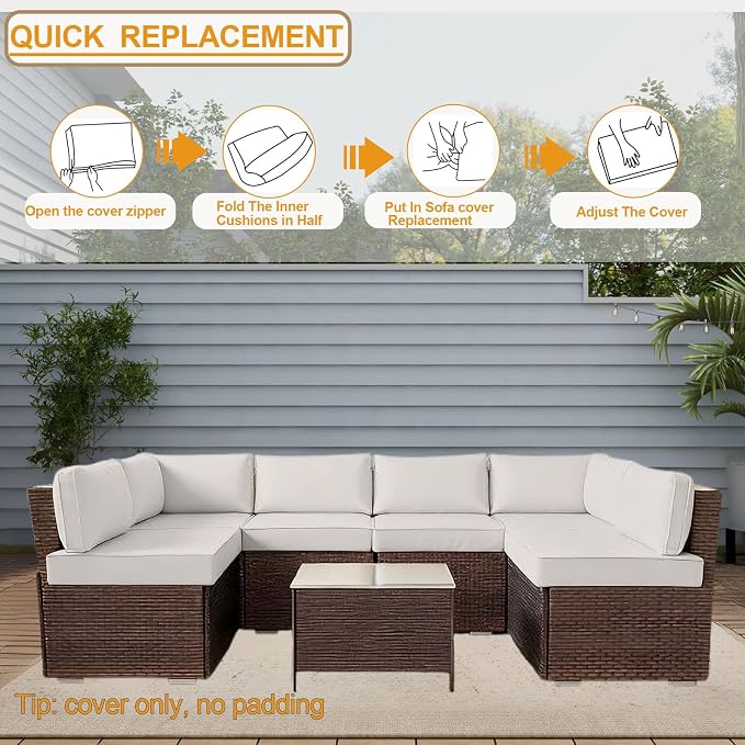 Outdoor Cushion Covers for Patio Furniture, Patio Cushion Covers Replacement - Image 6