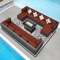 NICESOUL 13 Piece Patio Furniture w/Fireplace, Elegant Outdoor Seating w/Firepit by NICESOUL