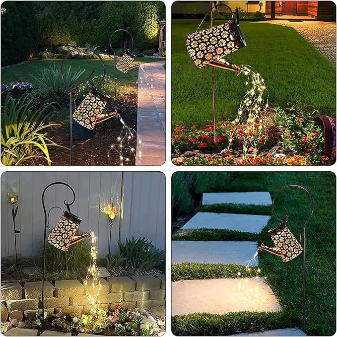 2 Pack Solar Watering Can with Lights, Solar Outdoor Garden Decor Waterproof - Image 3
