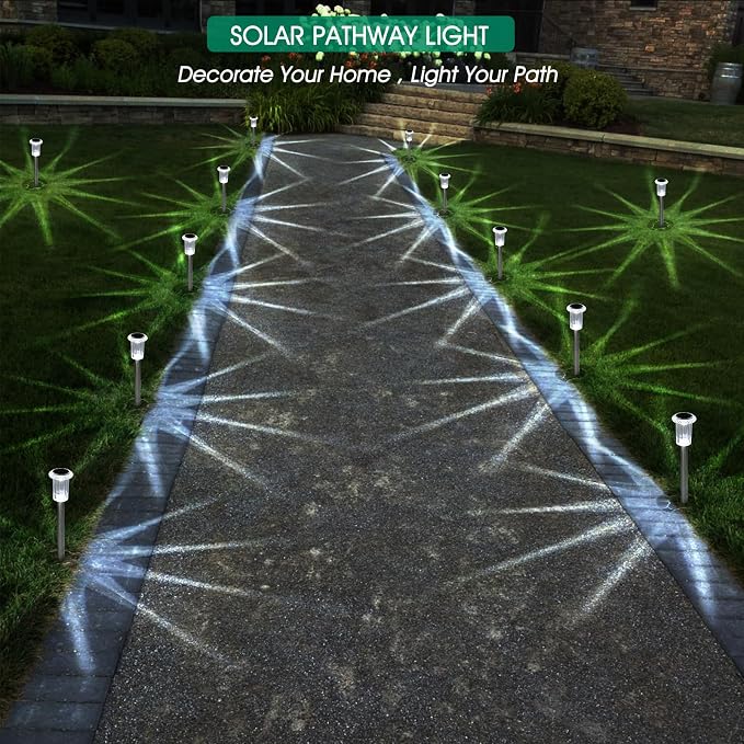 Solar Lights Outdoor, 15 Pack Waterproof Stainless Steel Solar Stake Lights - Image 4