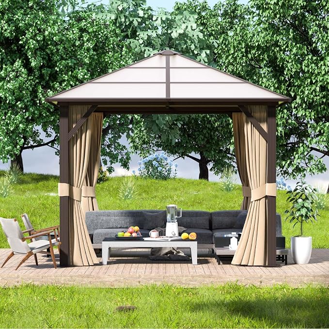 Aoxun 10FT x 10FT Gazebo Single Polycarbonate Top, Outdoor Polycarbonate Frame - Image 2