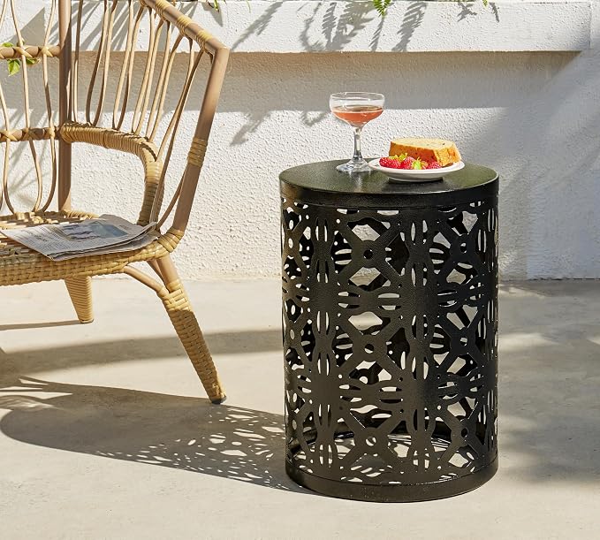 HFHOME Set of 3 Metal Outdoor Side Table, Nesting Round Coffee Table - Image 8