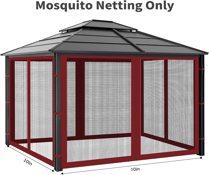 Gazebo Replacement Mosquito Netting Outdoor Universal Gazebo Canopy 4-Panels - Image 4