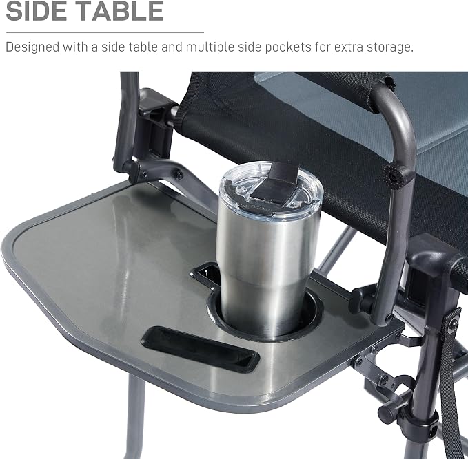 EVER ADVANCED Portable 30.7" Seat Height Tall Folding Camping Chair Directors - Image 7