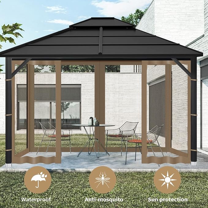 Gazebo Replacement Mosquito Netting Outdoor Universal Gazebo Canopy 4-Panels - Image 2