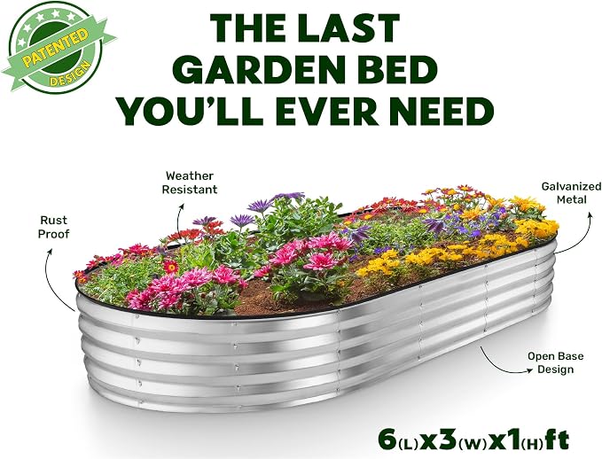 Plant & Plot Galvanized Raised Garden Beds Outdoor // 6×3×1 ft Planter Raised - Image 5