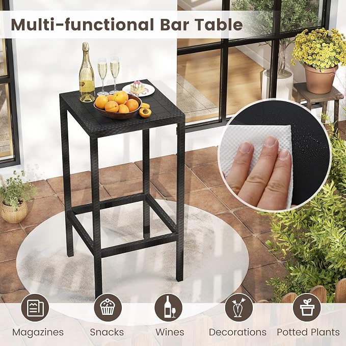 COSTWAY 3 Pieces Patio Bar Set, Modern Outdoor Bistro Set - Image 7