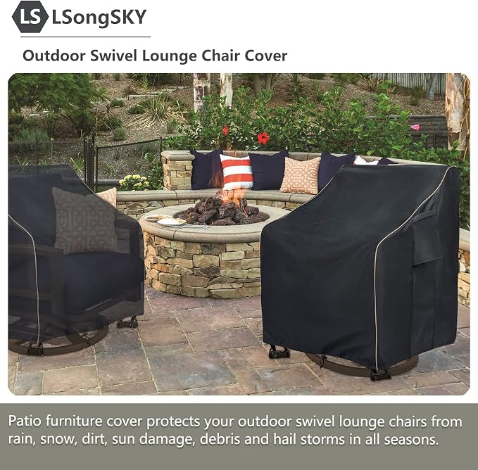 Outdoor Swivel Lounge Chair Cover 2 Pack, Waterproof Heavy Duty Patio Chair - Image 6