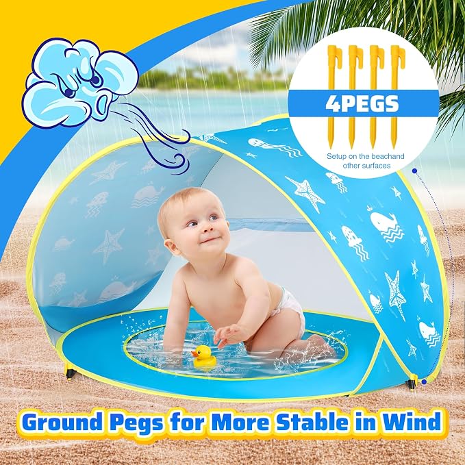 Monobeach Baby Beach Tent Ocean Pop Up Portable Shade Pool UPF50+ UV Protection - Image 6