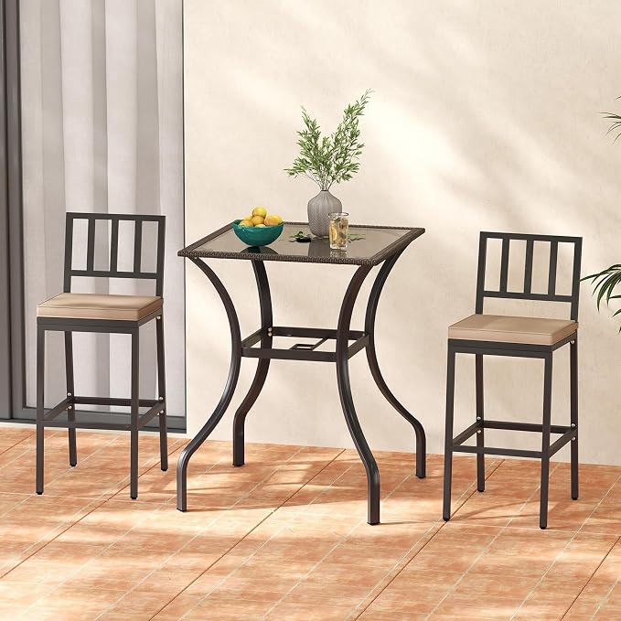Tangkula Bistro Bar Table, 28.5" Square Bar Height Bistro Table w/ 2" Umbrella - Image 8
