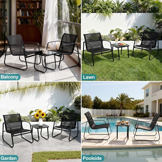 DUMOS 3 Piece Patio Furniture Set，Outdoor Patio Furniture Conversation Set - Image 7