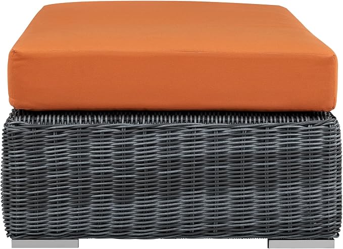 Modway Summon Wicker Rattan Outdoor Patio Sunbrella® Fabric Rectangle Ottoman - Image 6