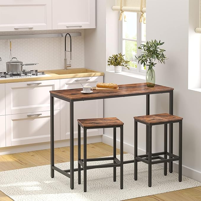 HOOBRO Bar Table and Chairs Set, 47.2” Rectangular Pub Table - Image 2