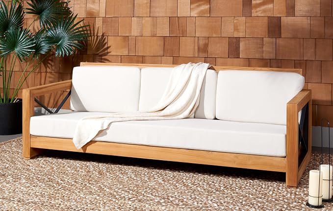 SAFAVIEH Couture Outdoor Patio Furniture Collection – Curacao 3-Seat Patio Sofa - Image 2