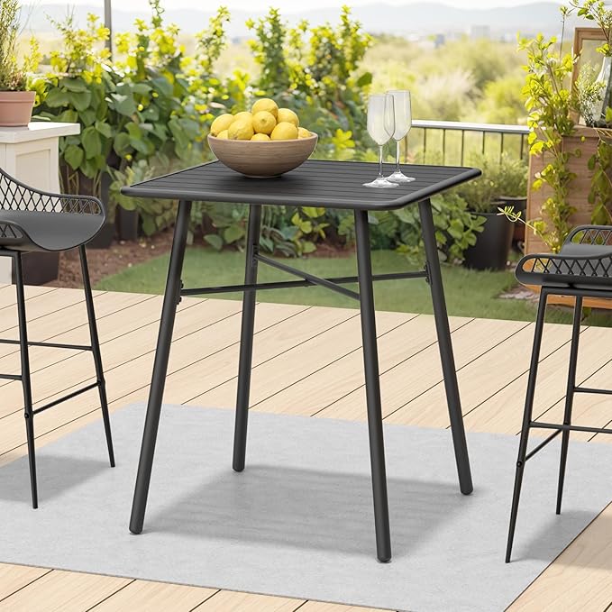 C-Hopetree 41" Counter Height Bar Table, Square Metal Pub Bistro Cocktail Table by C-Hopetree