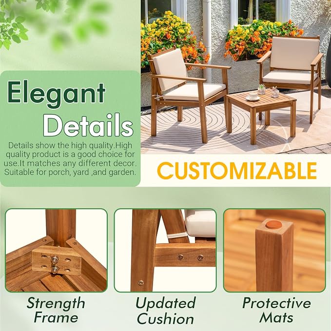 Greesum Outdoor Patio Furniture, 3 Piece Bistro Sofa Set - Image 7