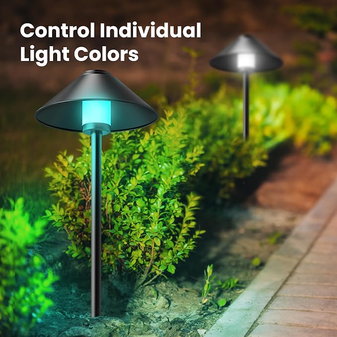 Feit Electric Smart Outdoor Cone Path Lights, 100 Lumens, Color Changing & - Image 5