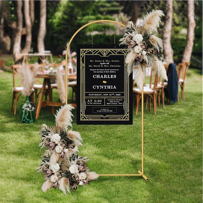 Metal Arch Backdrop Stand 7.2FT Gold Wedding Balloon Arched Backdrop Stand - Image 3
