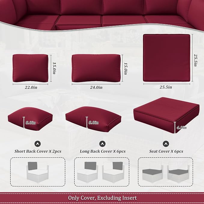 14 Pcs Outdoor Cushion Slipcovers Outdoor Patio Cushion Covers Replacement - Image 2