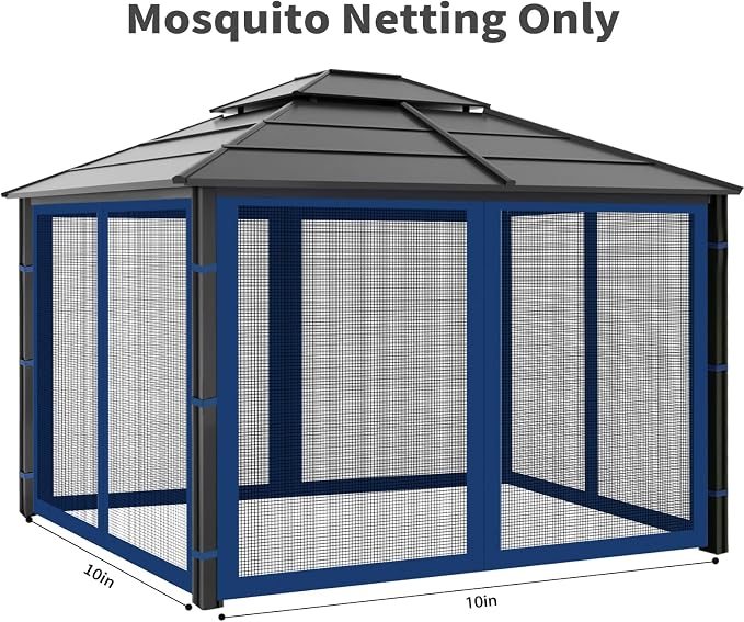 Gazebo Replacement Mosquito Netting Outdoor Universal Gazebo Canopy 4-Panels - Image 3