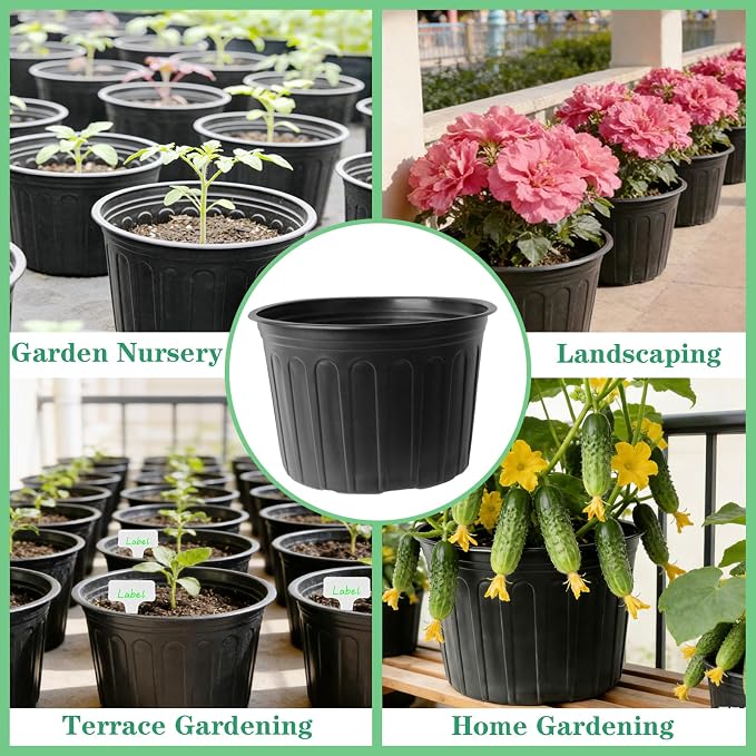 12-Pack 5 Gallon Flexible Plastic Plant Pots, Thickened Soft Seed Starting - Image 5