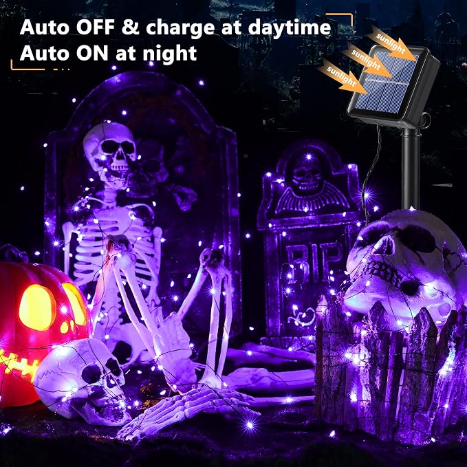 Brizled Halloween Fairy Lights, 2 Pack Total 78FT 240 LED Purple Fairy Lights - Image 5