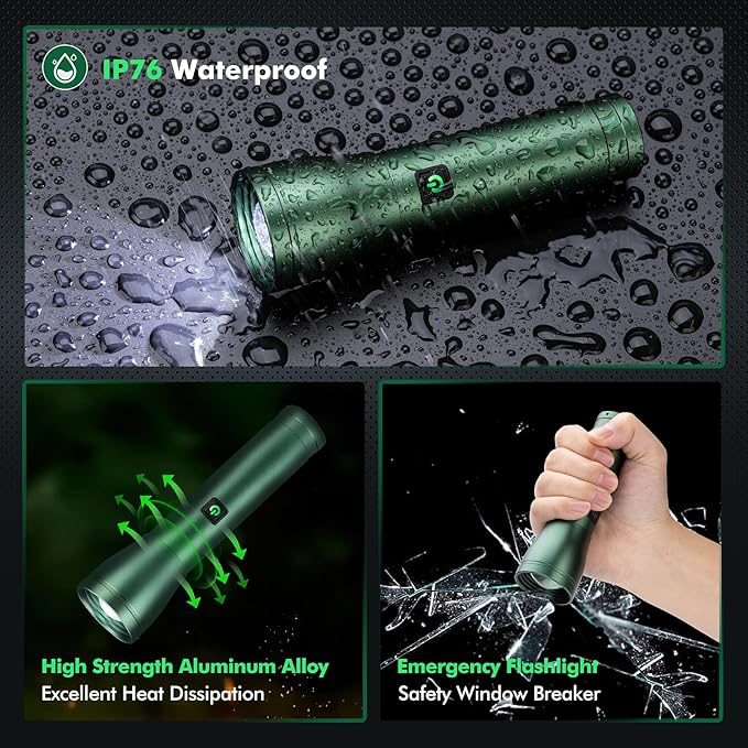 Rechargeable Flashlights High Lumens 990, 3 Modes Super Bright 140° Wider Beam - Image 6