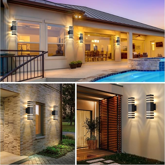 DASTOR 4 Pack Modern Outdoor Wall Lights, 15.1'' Up and Down Porch Lights - Image 5