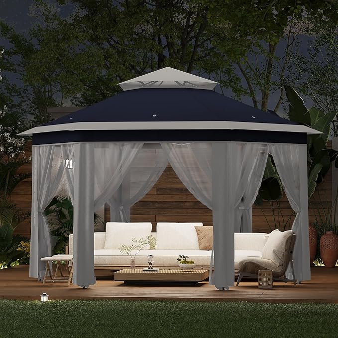 13' x 13' Pop-Up Gazebo, Hexagonal Canopy Shelter - Image 8
